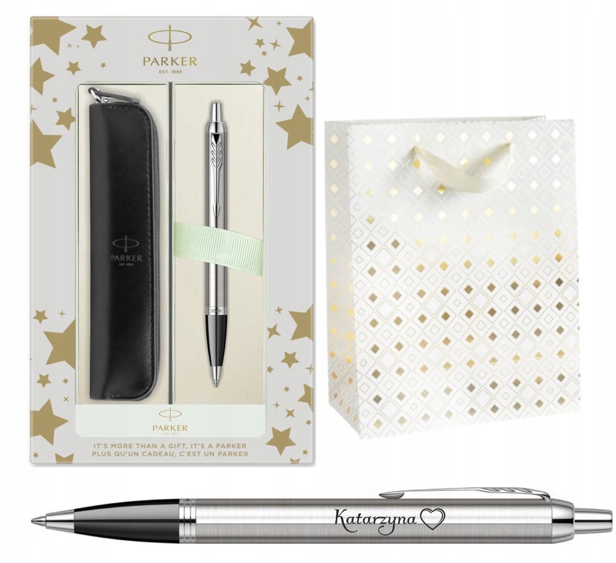 Parker IM Pen Set: Roestvrij Staal met Gravure, Etui & Tas