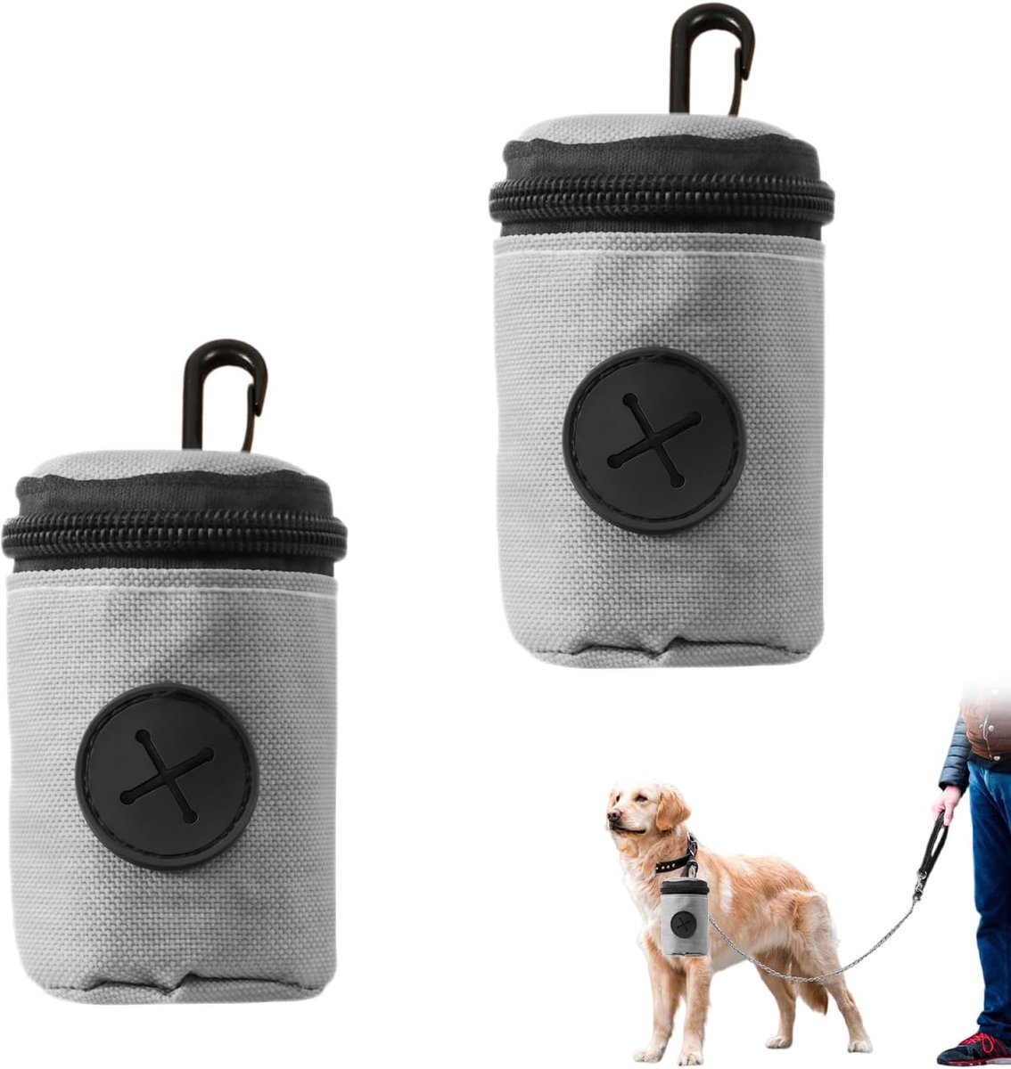 2 stuks dispenser voor hondenafvalzakken, huisdierpoop-zakhouder (grijs) - ShopVlot