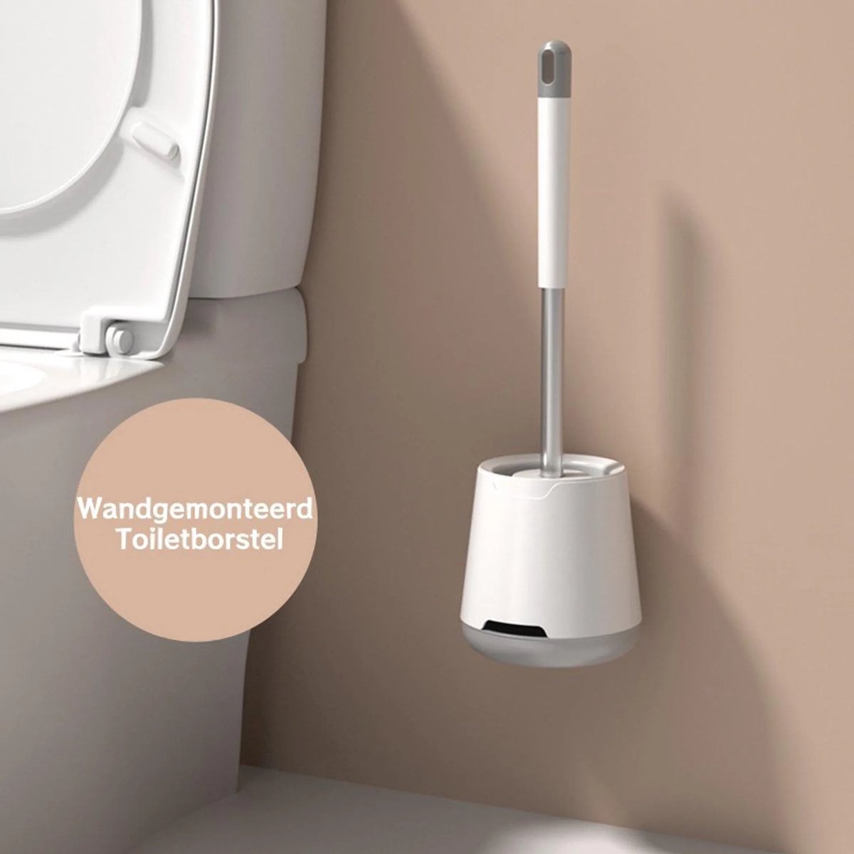 Casalora Toiletborstel Siliconen – Sneldrogend, Hygiënisch & Antibacteriële Werking – WC Borstel – Toilet Borstel Houder – Met Houder en Lekvrije Bodem – Wit – Wandgemonteerd