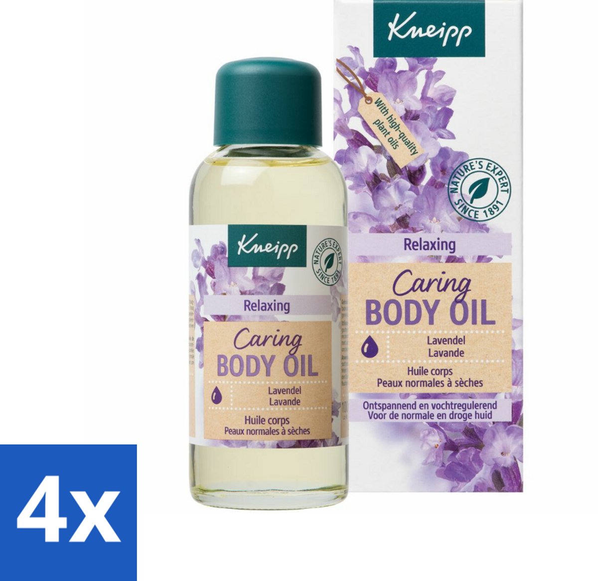 4 x Kneipp - Huidolie - Relaxing - Lavendel - Trekt snel in - 100 ml - Huidolie - Lavendel - Ontspanning - Verzorging - Natuurlijke Oliën
