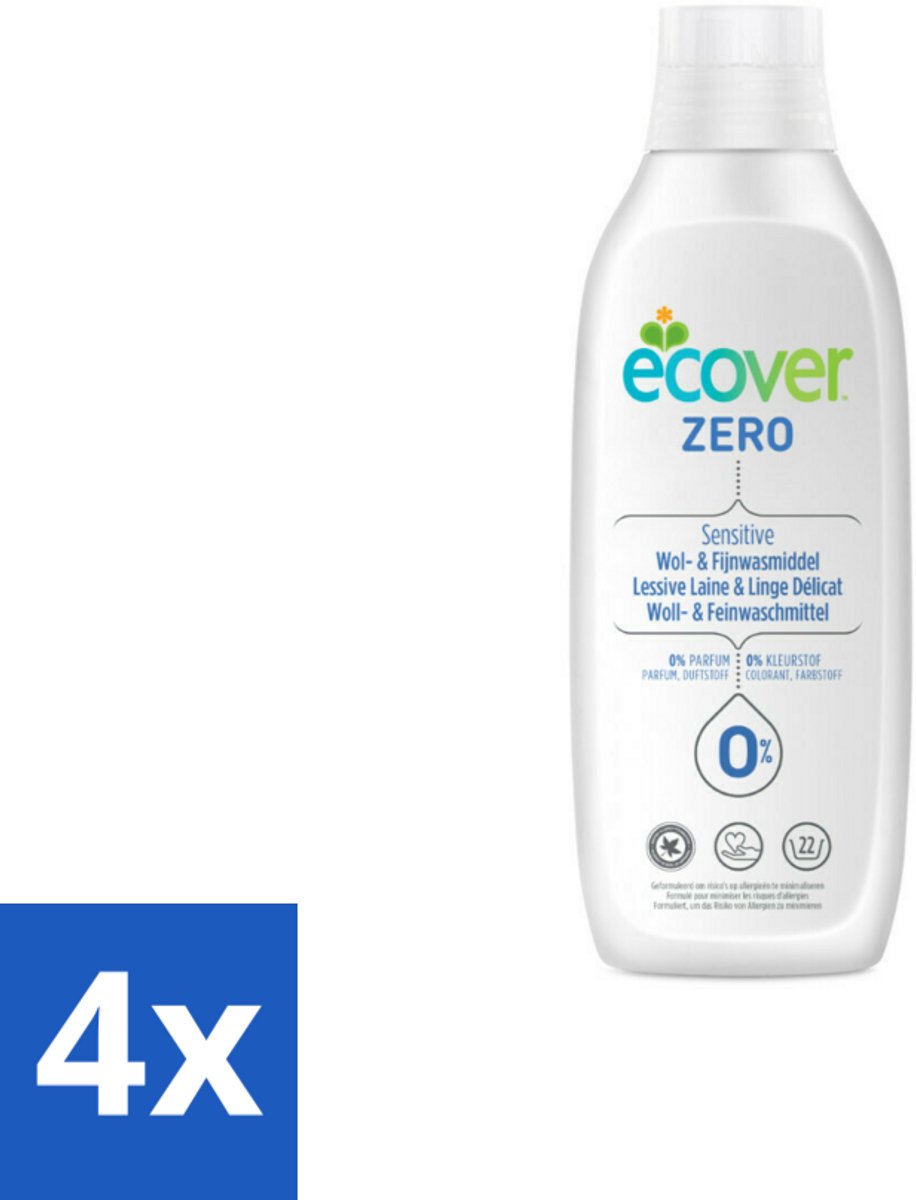 4 x Ecover - Vloeibaar wasmiddel - Wol & Fijnwas - 1 liter - Wasmiddel Wol - Wasmiddel Zijde - Fijnwasmiddel - Wasmiddel Delicate Stoffen - Ecologisch Wasmiddel