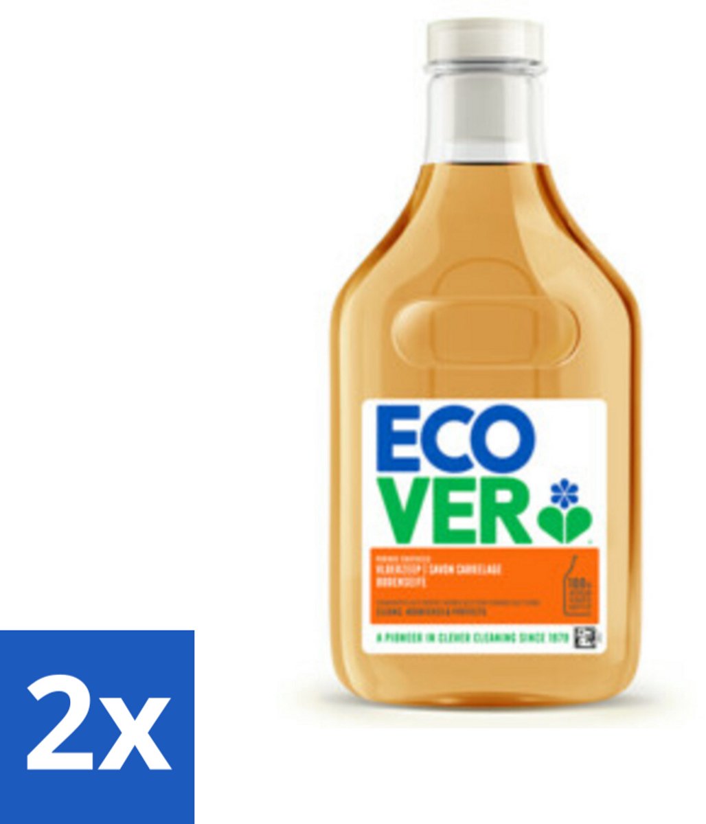 2 x Ecover - Vloerzeep - Sinaasappel & Citroen - 1 liter - Vloerzeep - Natuursteen - Tegels - Beton - Milieuvriendelijk