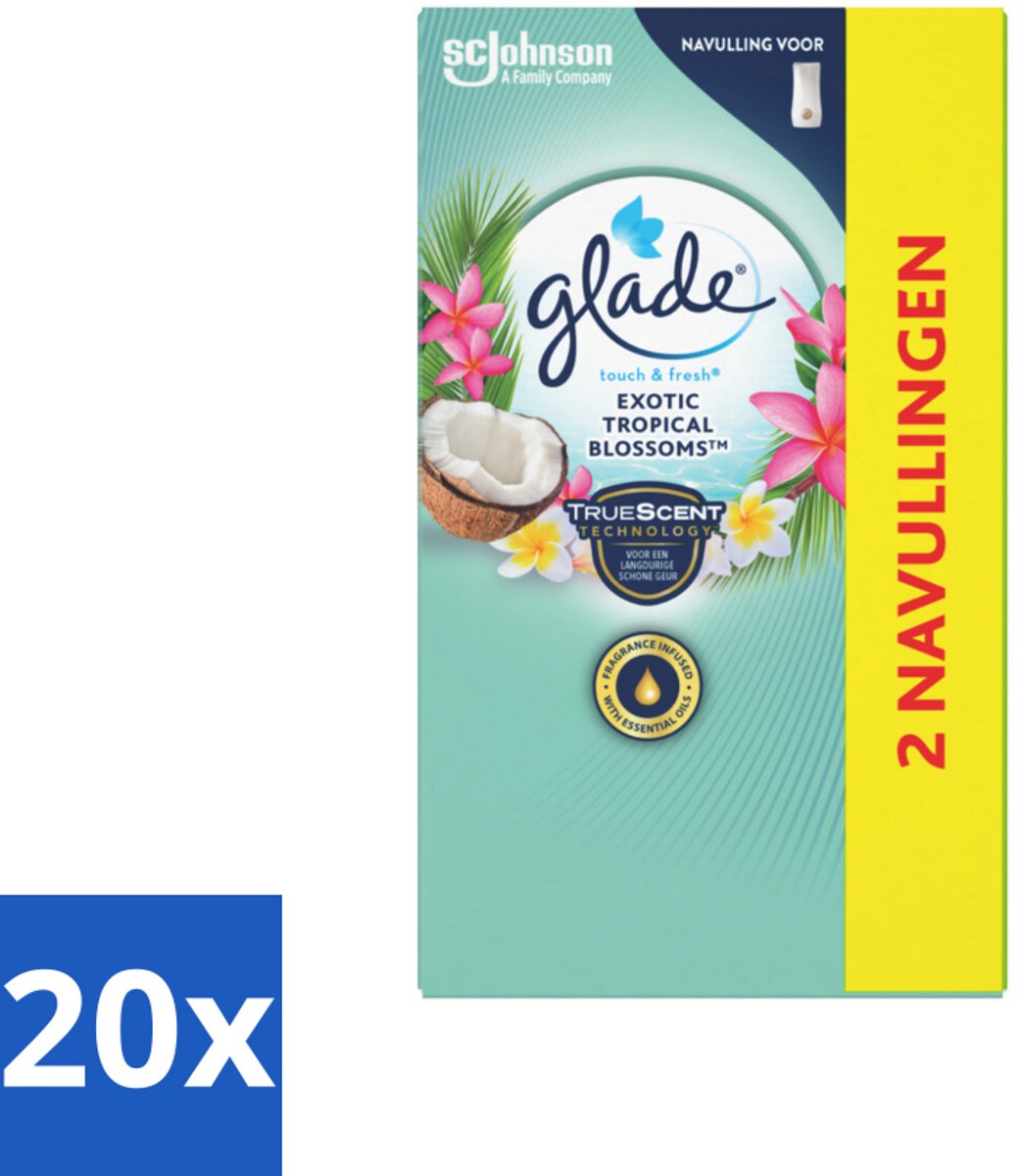 Glade - Touch & Fresh - Exotic Tropical Blossoms - 2x 10 ml - Bulkverpakking - 20 stuks
