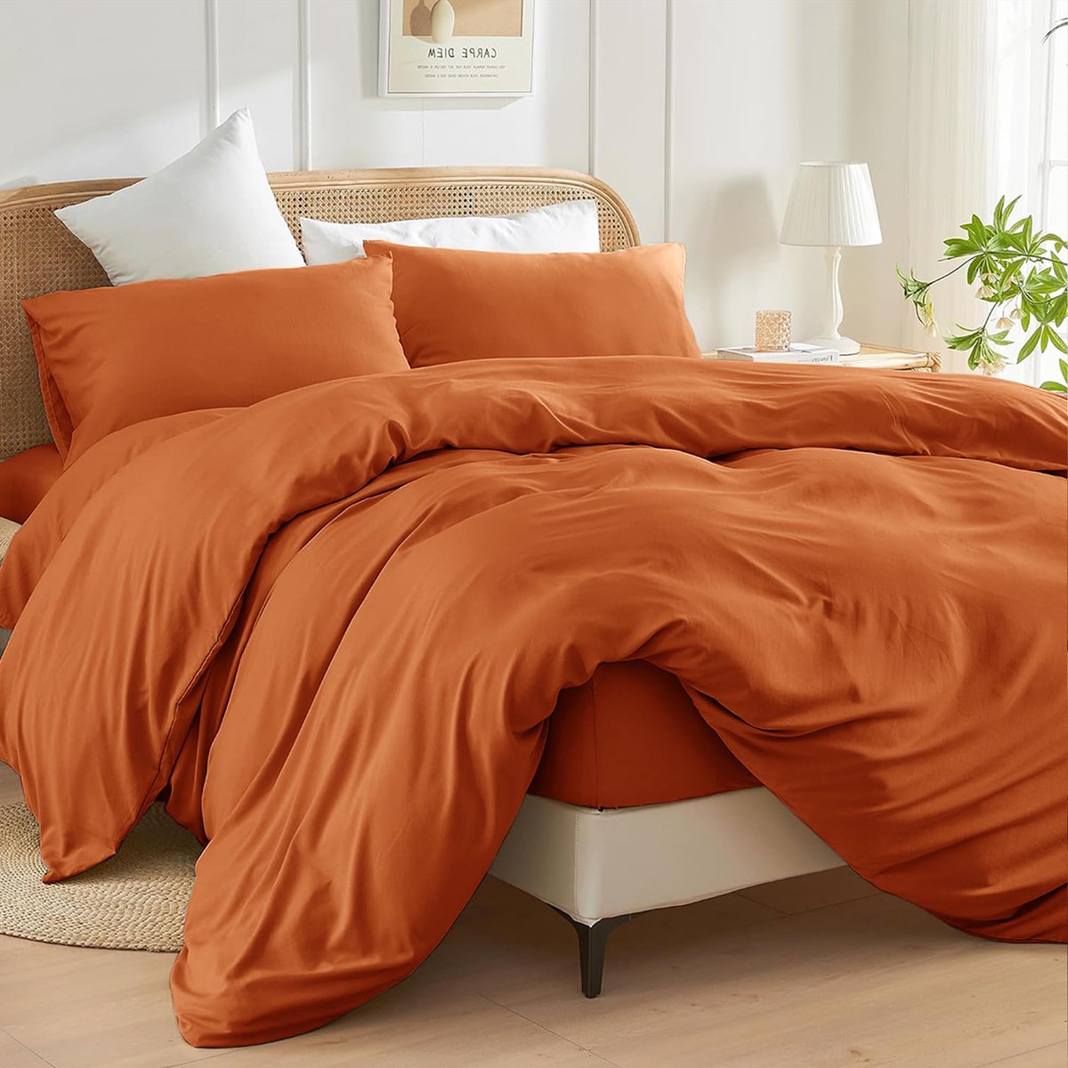 Dekbedovertrekset tweepersoons - roest - geborsteld microvezel - luxe en comfortabel - ShopVlot