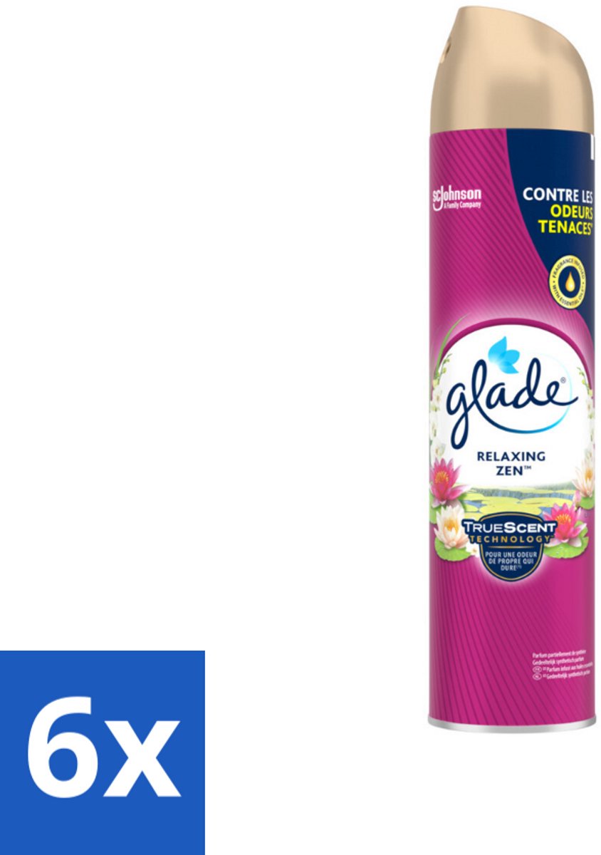 6 x Glade - Luchtverfrisser Spray - Relaxing Zen - 300 ml - Luchtverfrisser - Geur - Relaxen - Zen - Appel