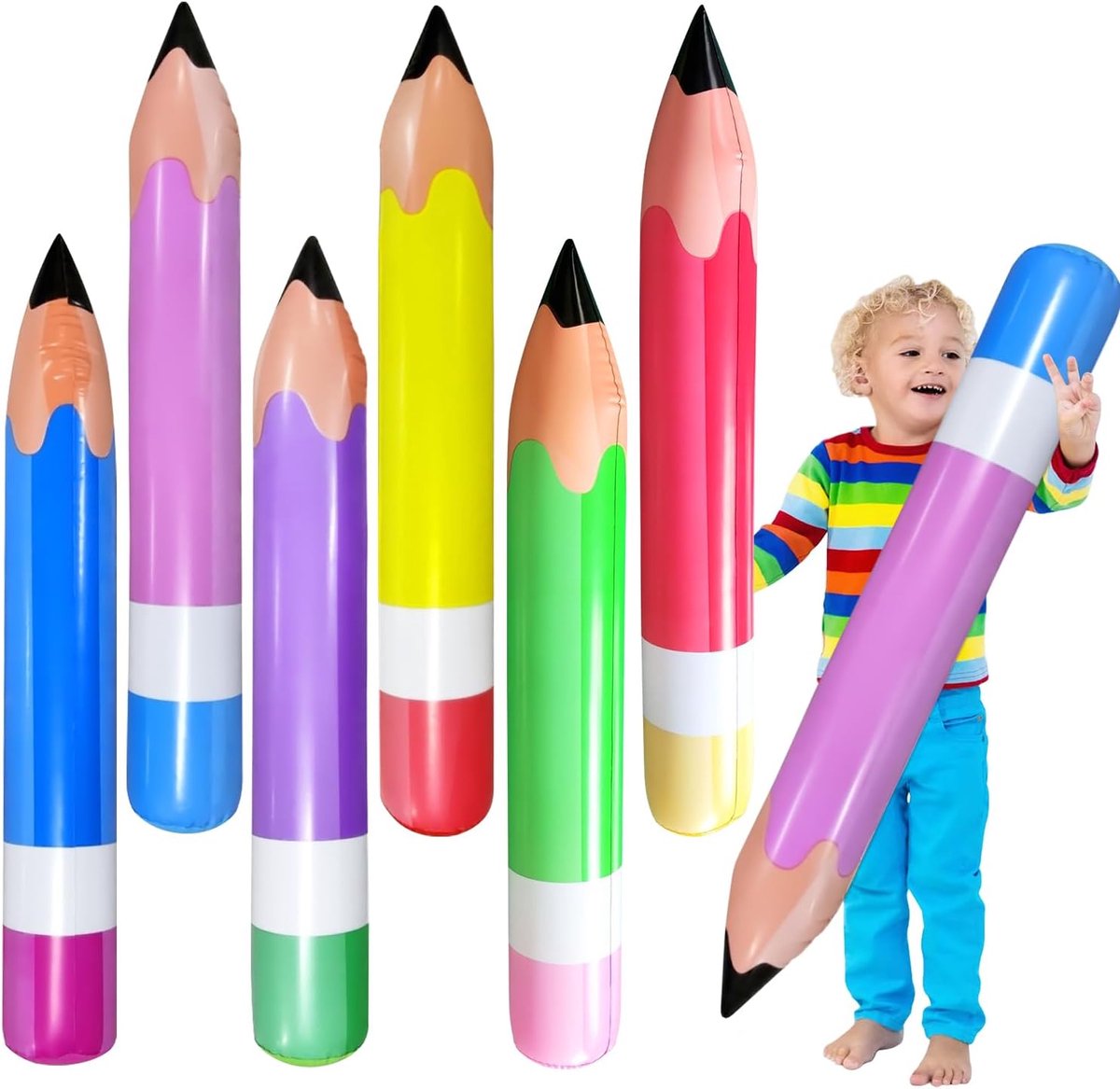 Opblaasbare Potlood Ballon 70 cm - Meerdere Kleuren - Leuk Cadeau voor Kinderen - Perfect voor Feestjes - ShopVlot