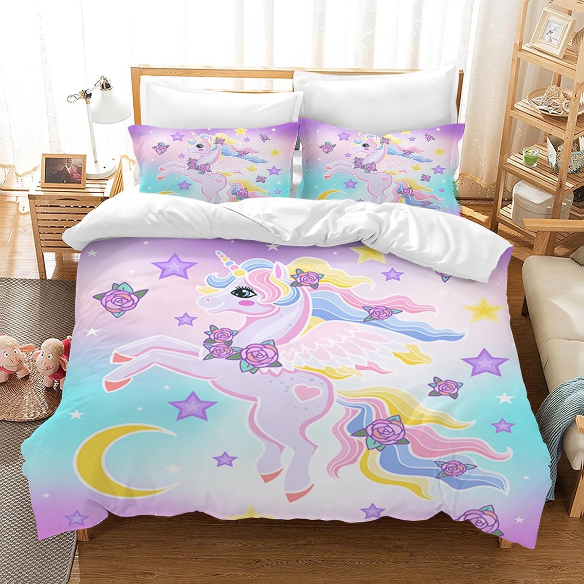 Motocross Kinder Microfiber Dekbedovertrek 200 x 200 cm - Eenhoorn Motief - Zacht en Comfortabel - Perfect Cadeau - ShopVlot