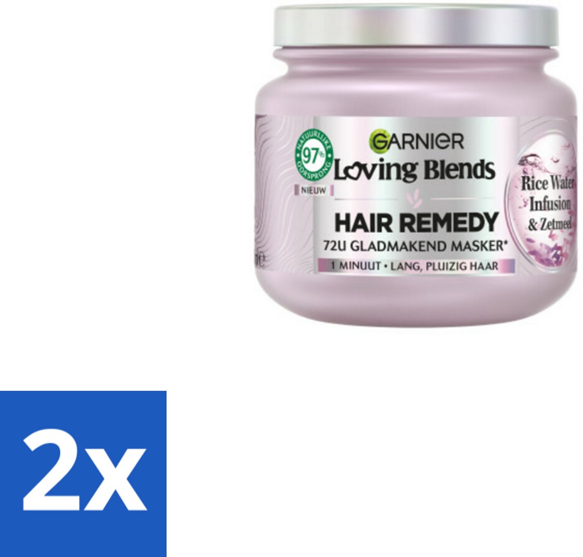 2 x Garnier - Loving Blends - Haarmasker - Rice Water Infusion - Glans & Zachtheid - Lang Haar - 340 ml - Haar Masker - Glans Masker - Zachtheid Masker - Rice Water - Lang Haar