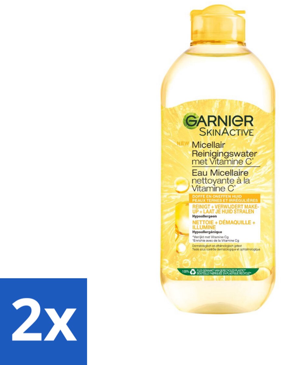 2 x Garnier - SkinActive - Micellair Water - Vitamine C - Reinigingswater - 400 ml - Micellair Water - Reinigingswater - Vitamine C - Garnier - Stralende Huid