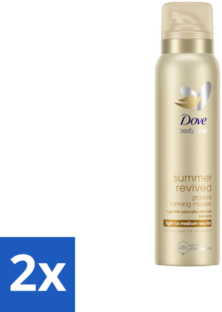 2 x Dove Body Love Zelfbruinende Mousse - Summer Revived - Light-Medium - 150 ml - Zelfbruiner - Body Mousse - Zomerse Gloed - Gehydrateerde Huid - Gevoelige Huid