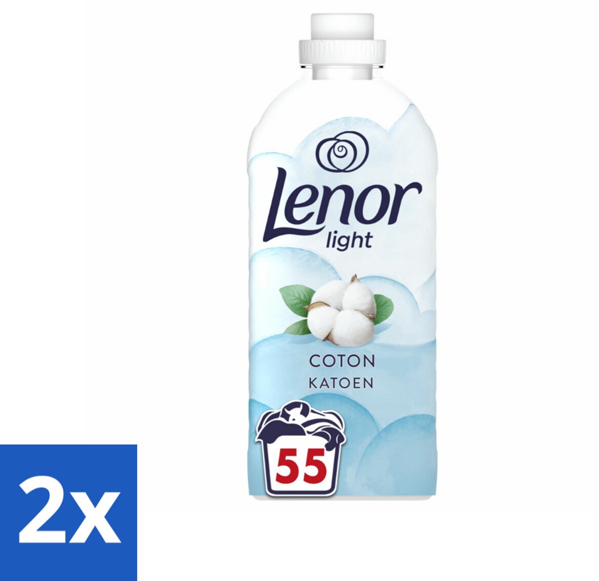 2 x Lenor Light - Wasverzachter - Katoen - Fris & Zacht - 55 Wasbeurten - Wasverzachter - Lenor - Katoen - Frisheid - Zachtheid