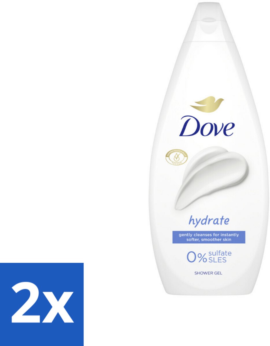 2 x Dove Douchecrème - Hydrate - 720 ml - Douchegel - Dove - Hydratatie - Droge Huid - Milde Reiniging
