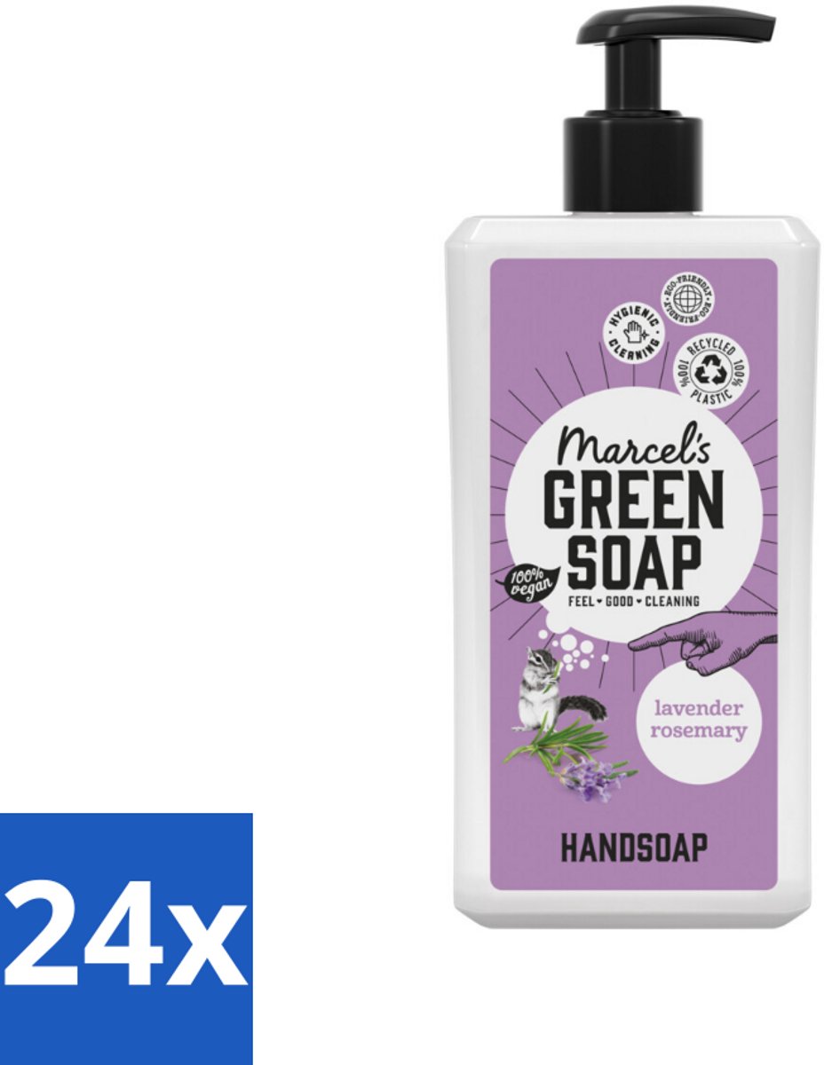 24 x Marcel's Green Soap - Handzeep - Lavender & Rozemarijn - Voor dagelijks gebruik - 500 ml - Handzeep - Lavendel - Rozemarijn - Natuurlijke Zeep - Biologische Zeep