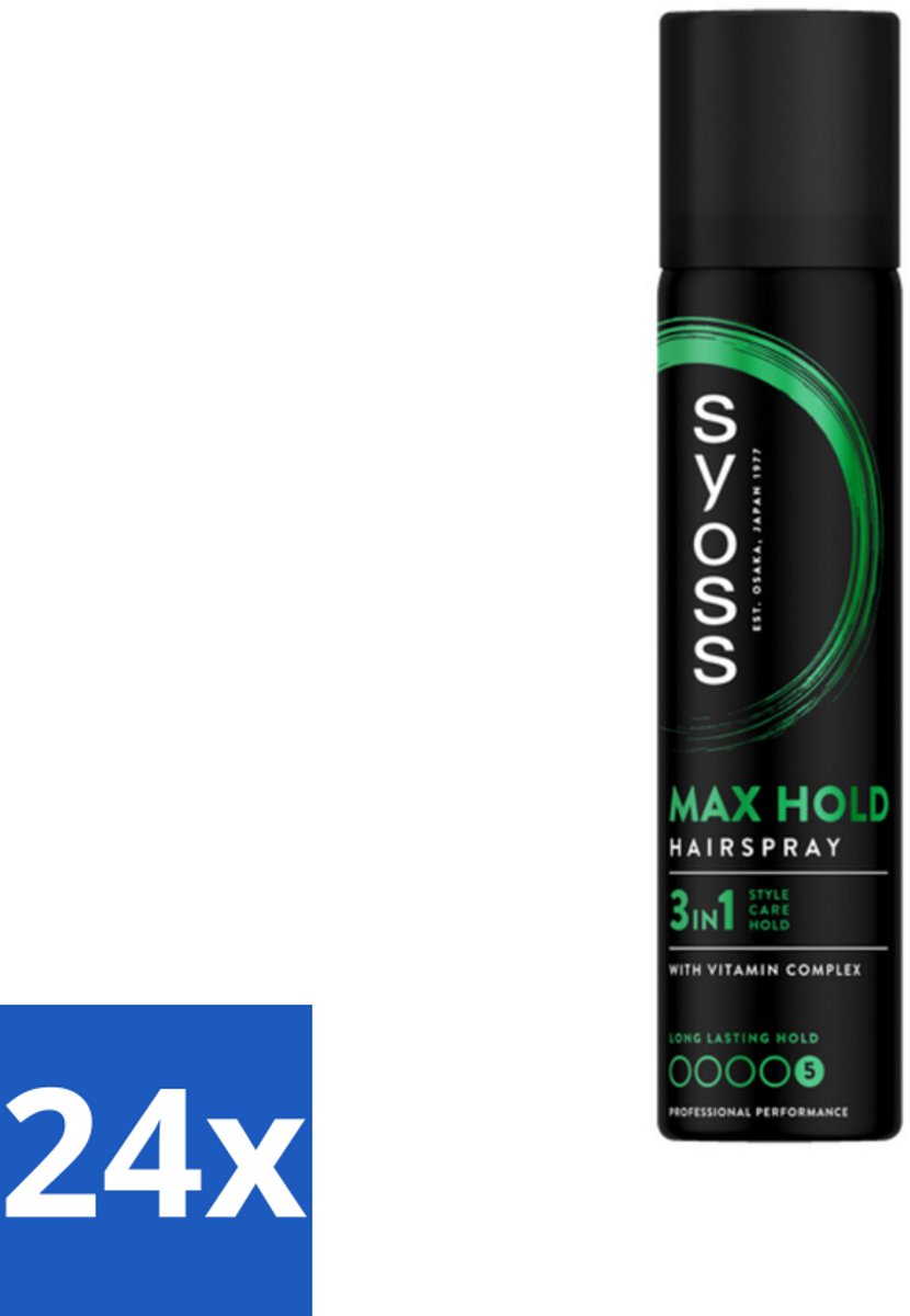 24 x Syoss - Max Hold - Haarspray - Compacte Fixatie - 75 ml - Haarspray - Fixatie - Styling - Syoss - Max Hold