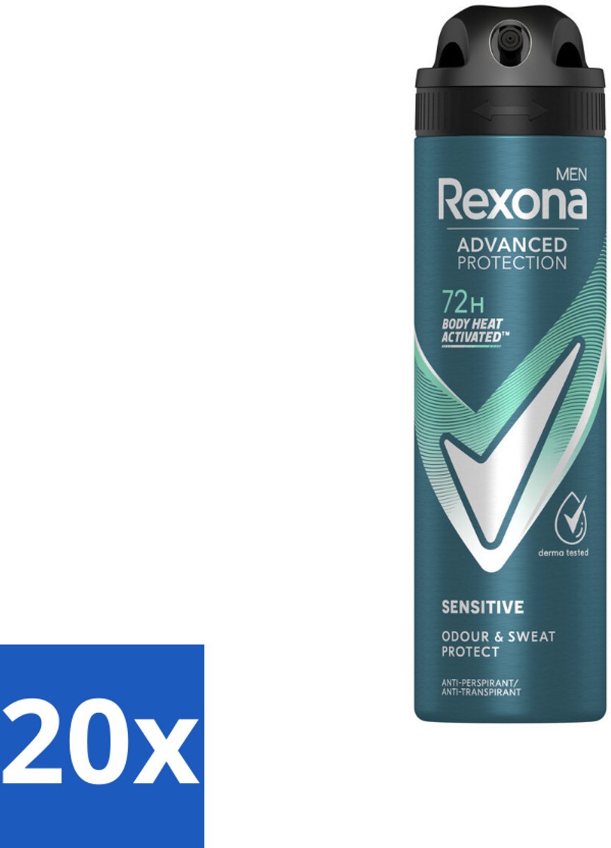 Rexona Men - Deodorant Spray - Sensitive - Zachte Bescherming - 150 ml - Bulkverpakking - 20 stuks