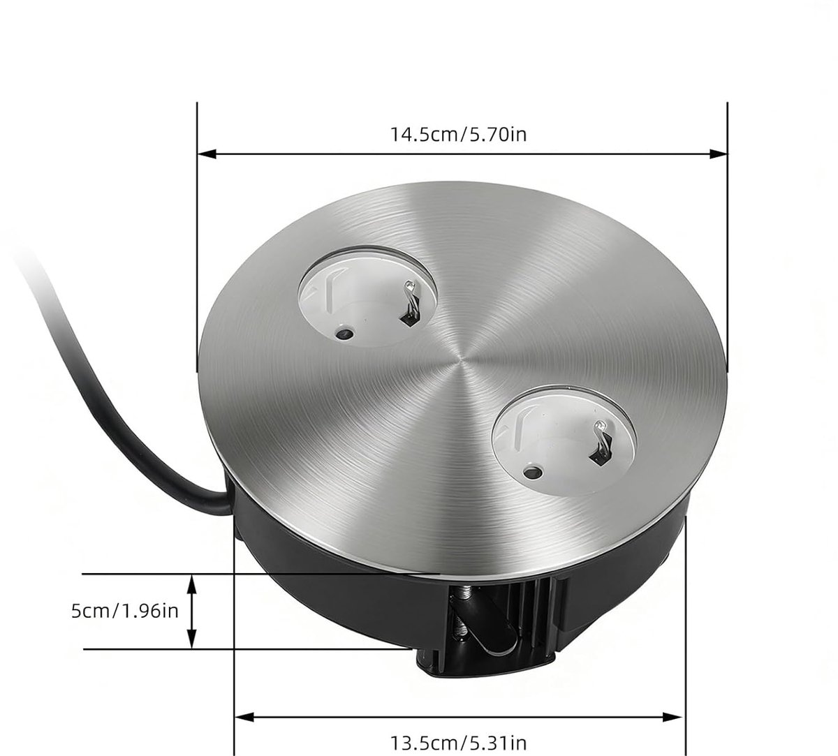 Inbouwstopcontact 2-voudig - roestvrij staal - inschuifbaar design - ideaal voor keuken en kantoor - ShopVlot
