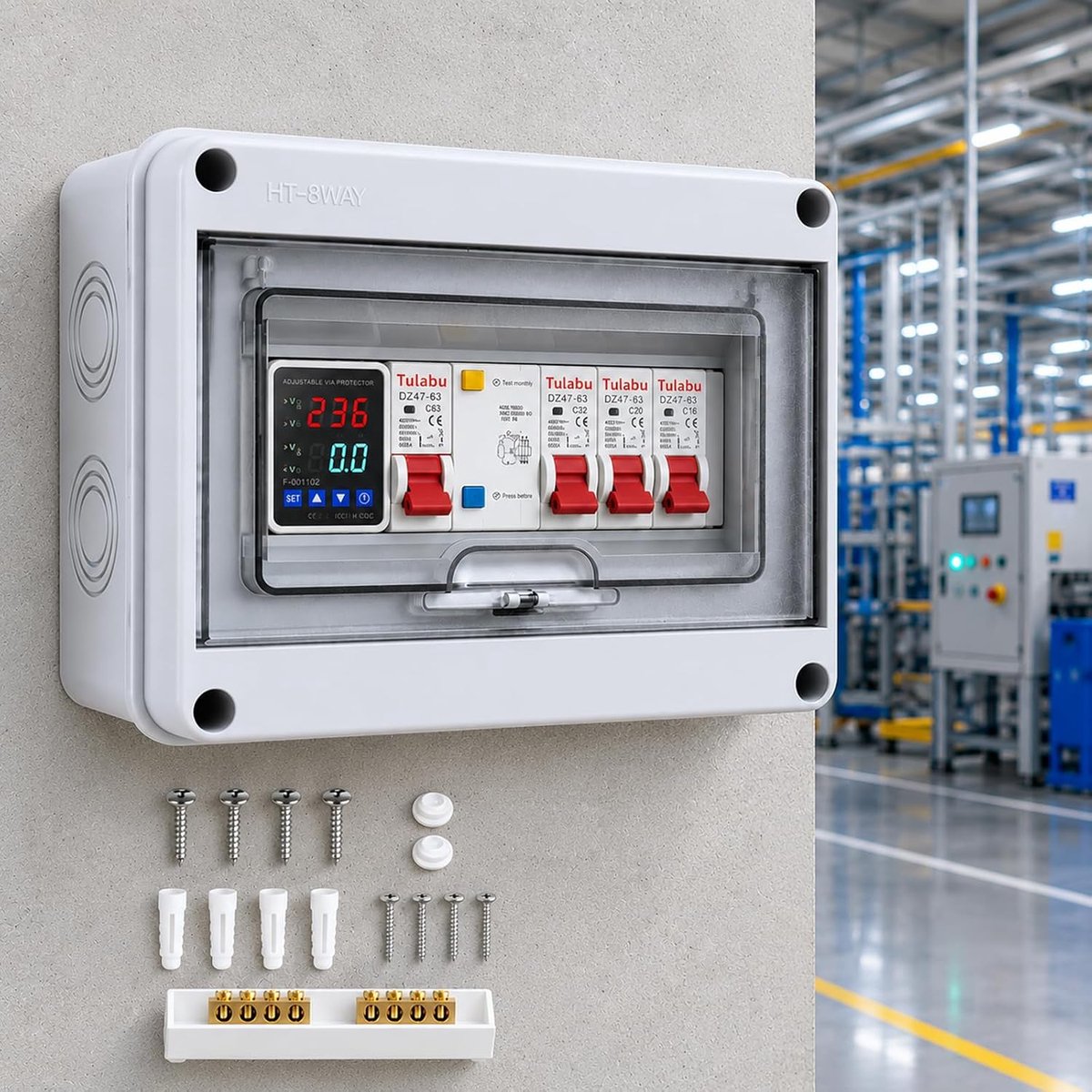 Opbouwverdelerdoos 32 A - IP65 - hoogwaardige materialen - ideaal voor werkplaatsen - ShopVlot