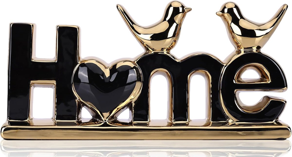 DOVDOV Black and Gold Ceramic Home Sign, Black and Gold Bird Sculpture, Modern Creative Decorative Sculpture, Suitable - ShopVlot