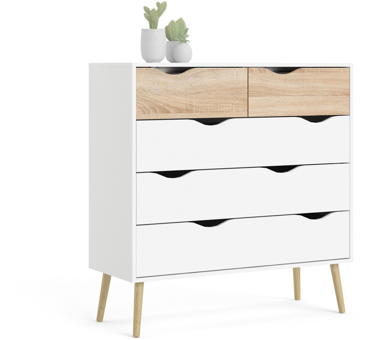 Giga Living Ladekast Oslo - Wit/Naturel - 100x100x50cm