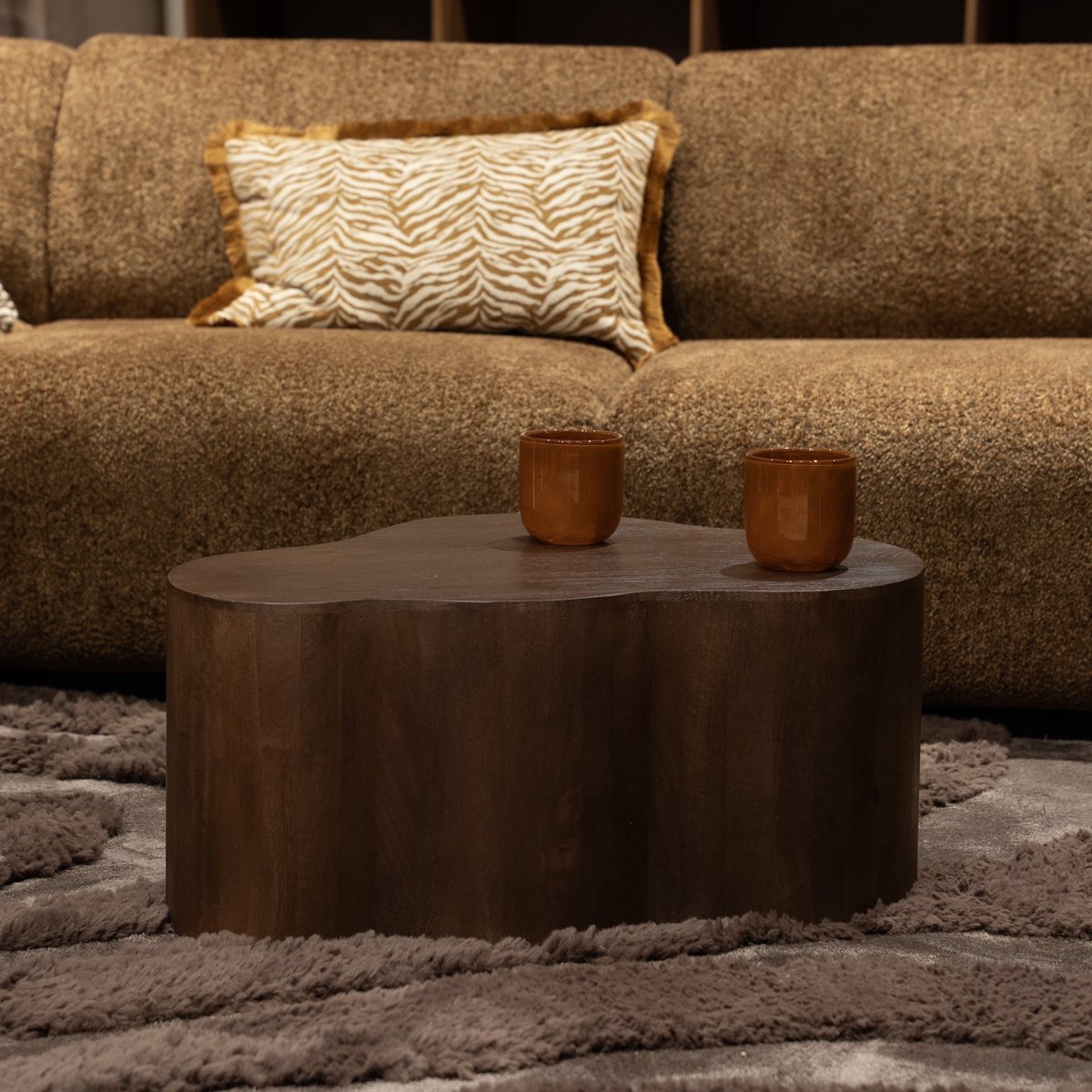Giga Meubel Salontafel Moos - Organisch Donkerbruin Hout - 70x50x30cm