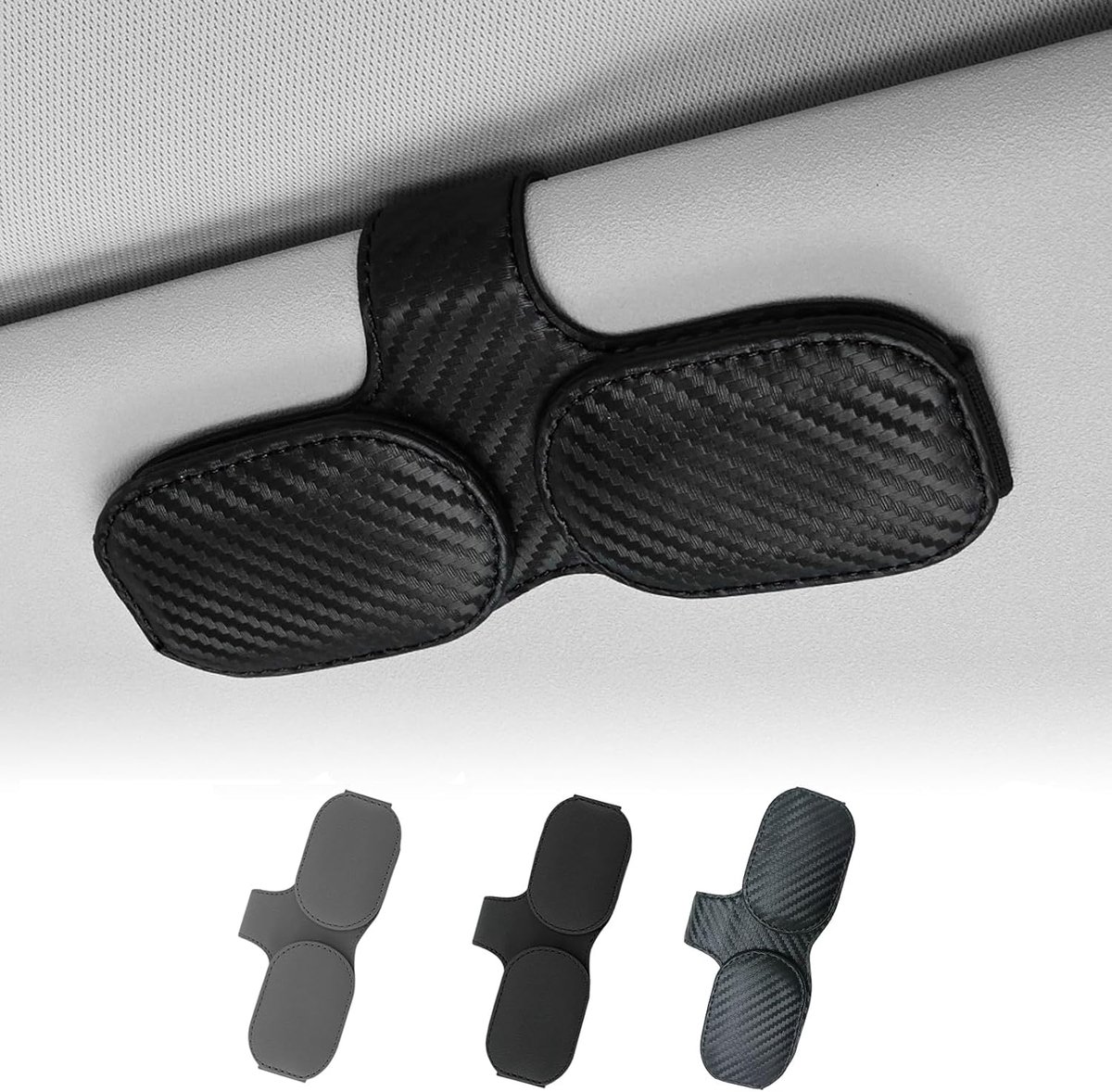Brillenhouder auto zonneklep - dubbellaags - lederen - perfect voor twee brillen - ShopVlot