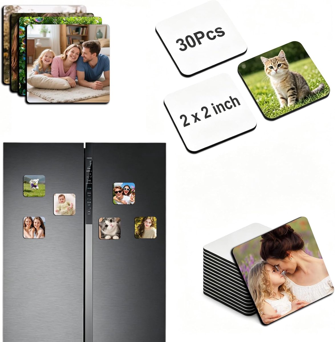 Koelkastmagneten set van 30 - 5 x 5 cm - transparant acryl - duurzaam voor decoratie - ShopVlot