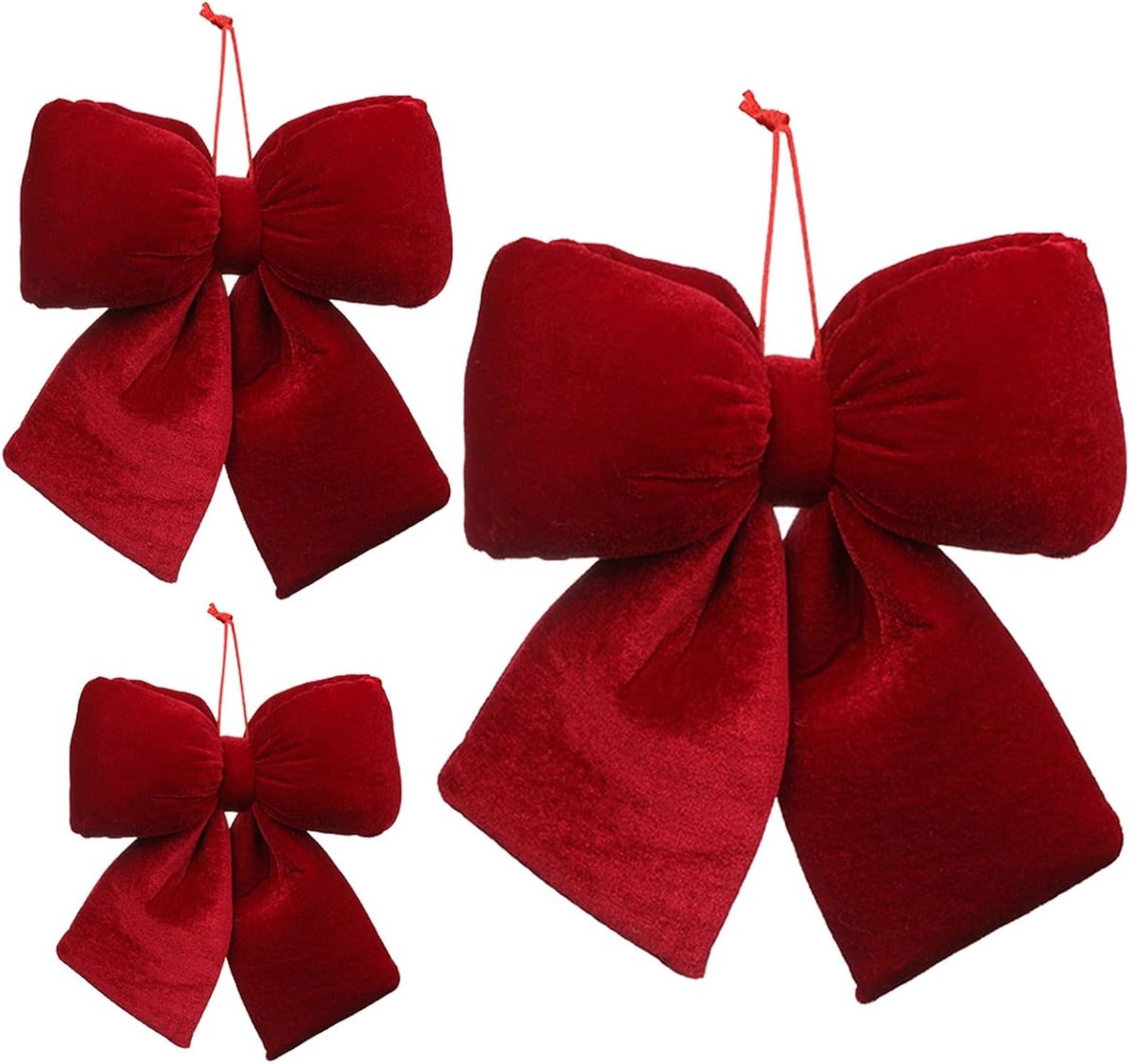 Rode strikken – Kleine decoratieve kerststrikken – Geschikt voor familiefeesten – Decoratieve strikken – Inclusief grote, middelgrote en kleine formaten