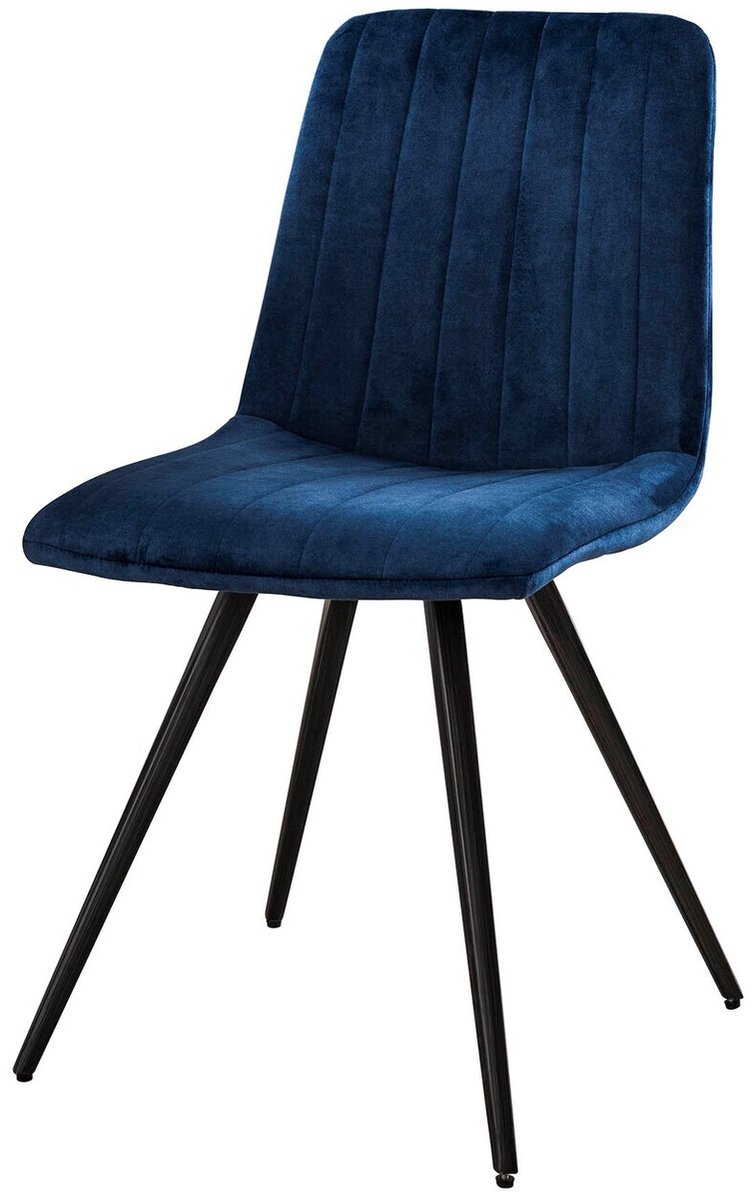 Giga Meubel Eetkamerstoel Straight Stitch - Blauw Velvet - Set van 4