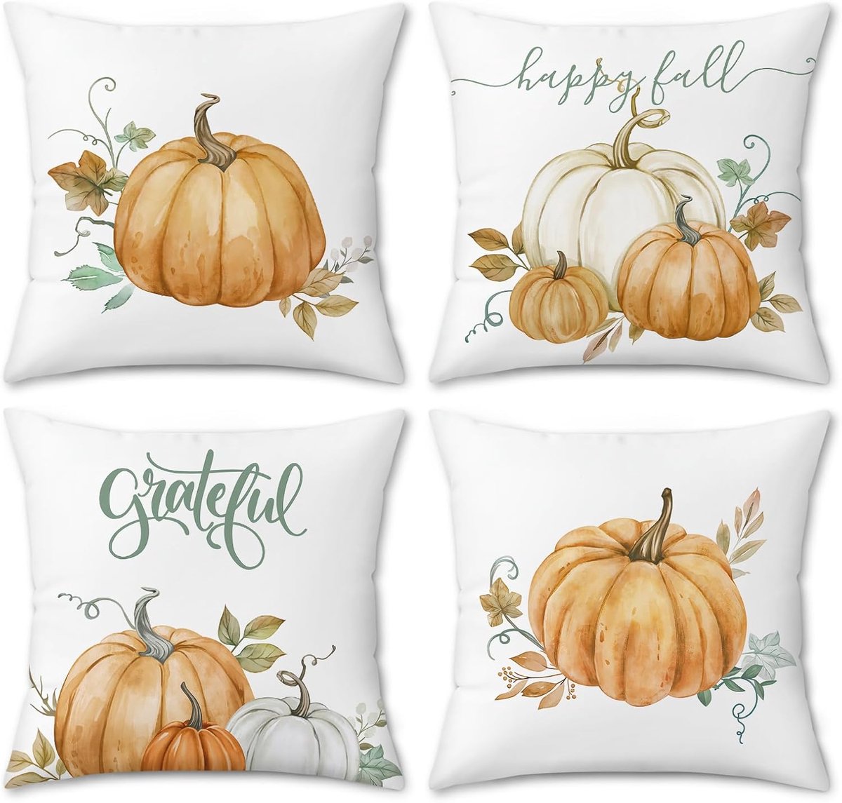 Kussensloop 40 x 40 - Fluweel oranje pompoenen - Decoratief voor herfst - Set van 4 - ShopVlot