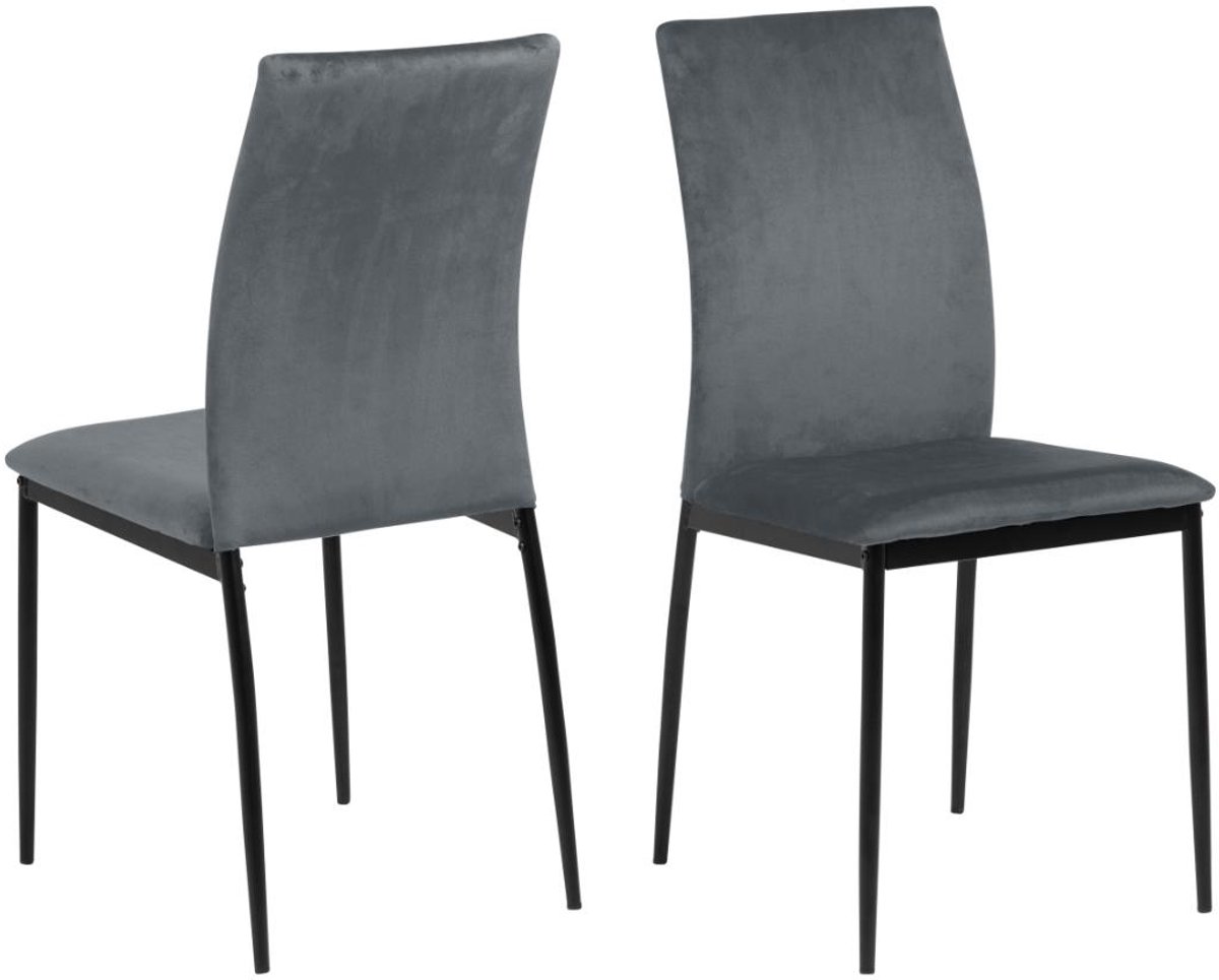 Giga Living Eetkamerstoel Grondal - Donkergrijs - Zithoogte 48,5cm - Set van 4