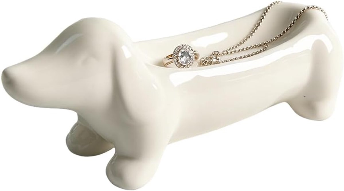 Sieradenhouder - Keramisch - Dachshund design - Decoratief en functioneel - ShopVlot