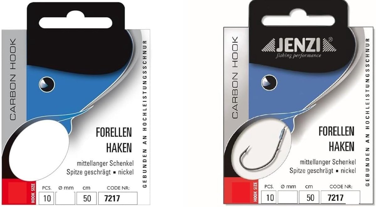 Trout hooks set 20 stuks - mono 50 cm - diverse maten - gratis Petri Heil sticker - ShopVlot