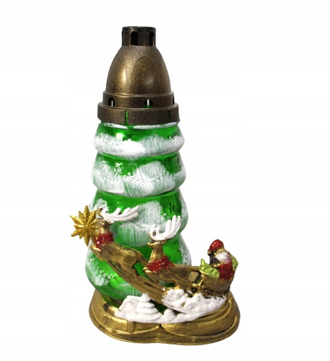 Glazen Graflicht B-17 Kerstboom Groen Sneeuw Rendier 28cm - 1 stuk