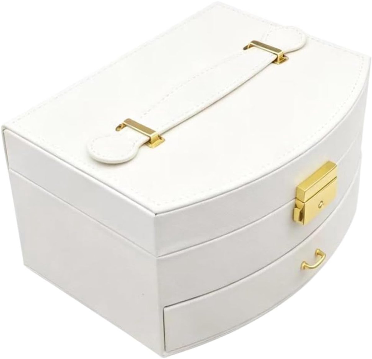 Sieradendoos met spiegel - 2 niveaus - wit - opbergorganisator voor accessoires - ShopVlot