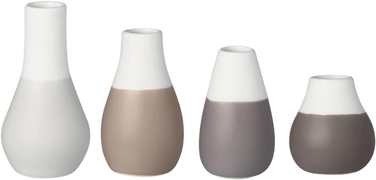 Mini vaasjes set van 4 - pastelgrijs - 4,5-8 cm - ideaal voor kleine boeketten - ShopVlot