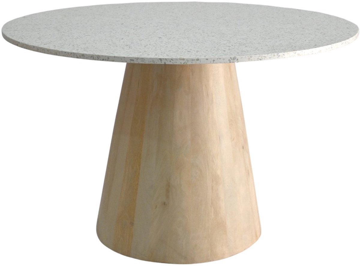 DÉJA Living Salontafel Sara Rond - Terrazzo/Hout - Naturel - 55x55x38cm