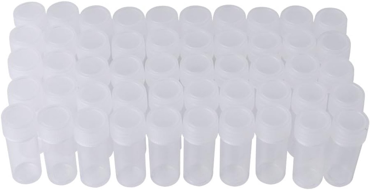 Plastic sample vials 5ML - 50 stuks doorzichtige flessen - schroefdop - ideaal voor opslag van kleine items - ShopVlot