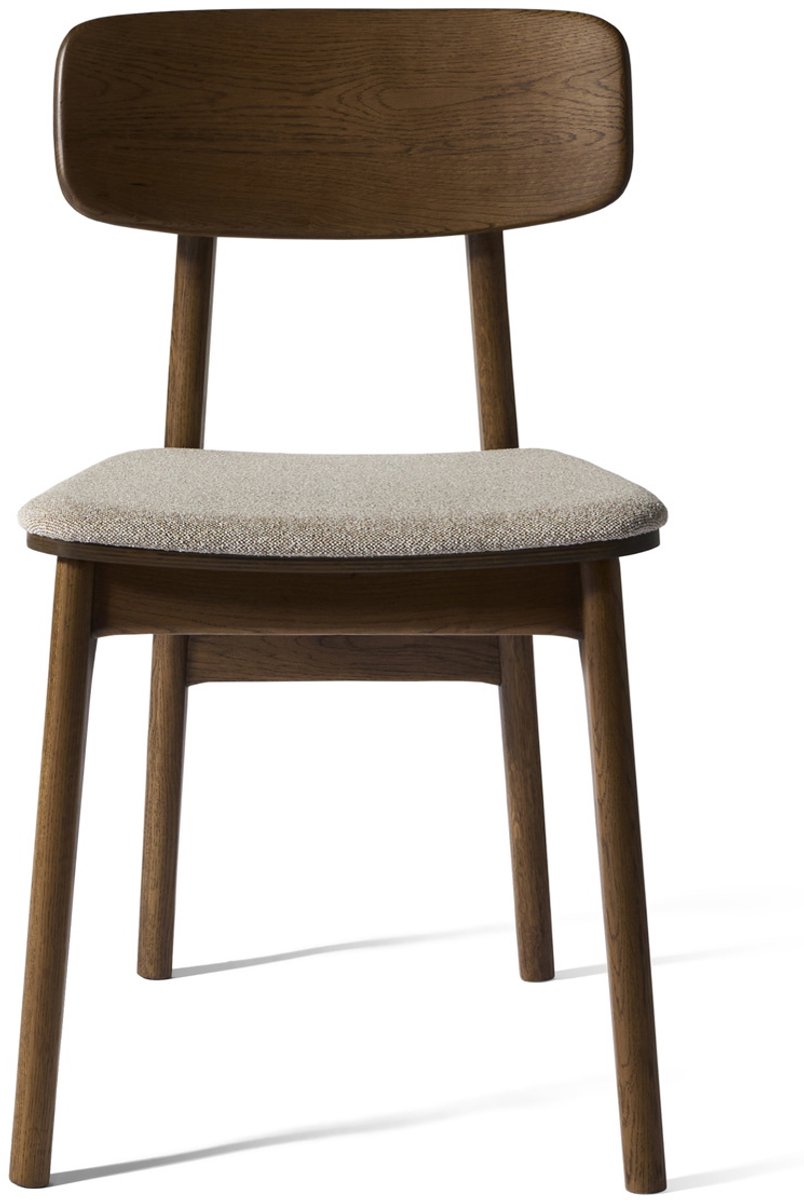 Giga Living Eetkamerstoel Livo - Beige/Walnoot - Zithoogte 47cm - Set van 2