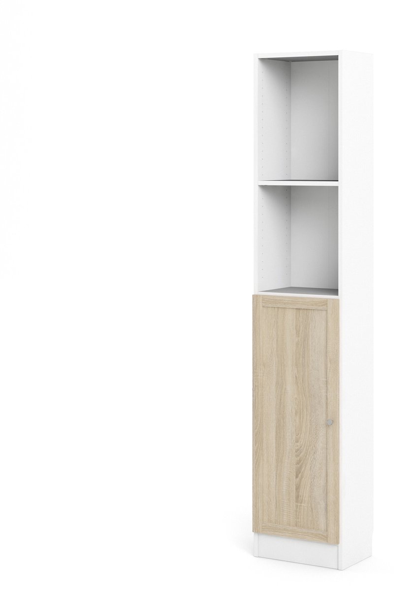 Giga Living Boekenkast Basic - Wit/Naturel - 41x203cm