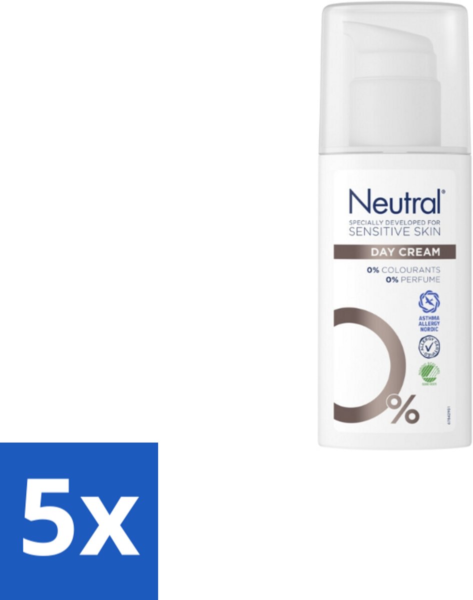5 x Neutral - Dagcrème - Gevoelige huid - Parfumvrij - 50 ml - Gevoelige Huid Crème - Dagcrème - Parfumvrij Crème - Hydraterende Crème - Gevoelige Huid Verzorging