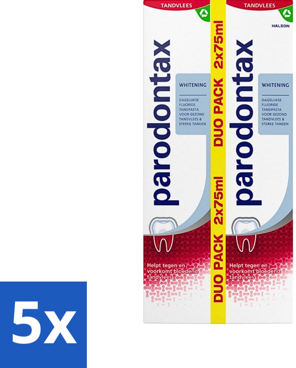 5 x Parodontax - Tandpasta - Whitening - Tegen Bloedend Tandvlees - 2 x 75 ml - Tandpasta - Bloedend Tandvlees - Tandplak - Whitening - Gezond Tandvlees