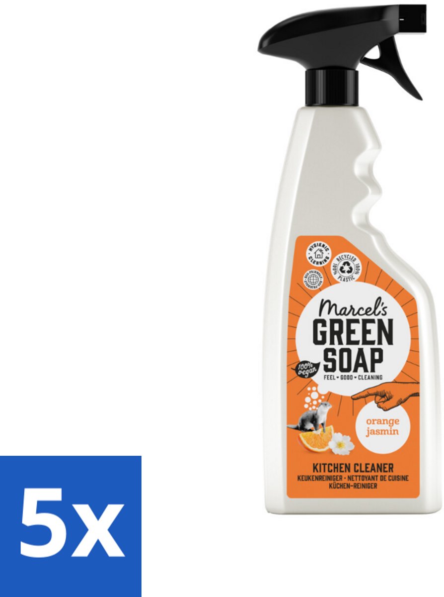 5 x Marcel's Green Soap - Keukenreiniger - Sinaasappel & Jasmijn - Tegen vet & vuil - 500 ml - Keukenreiniger - Vet En Vuil Verwijderen - Natuurlijke Keukenreiniger - Biologisch Afbreekbaar - Vegan