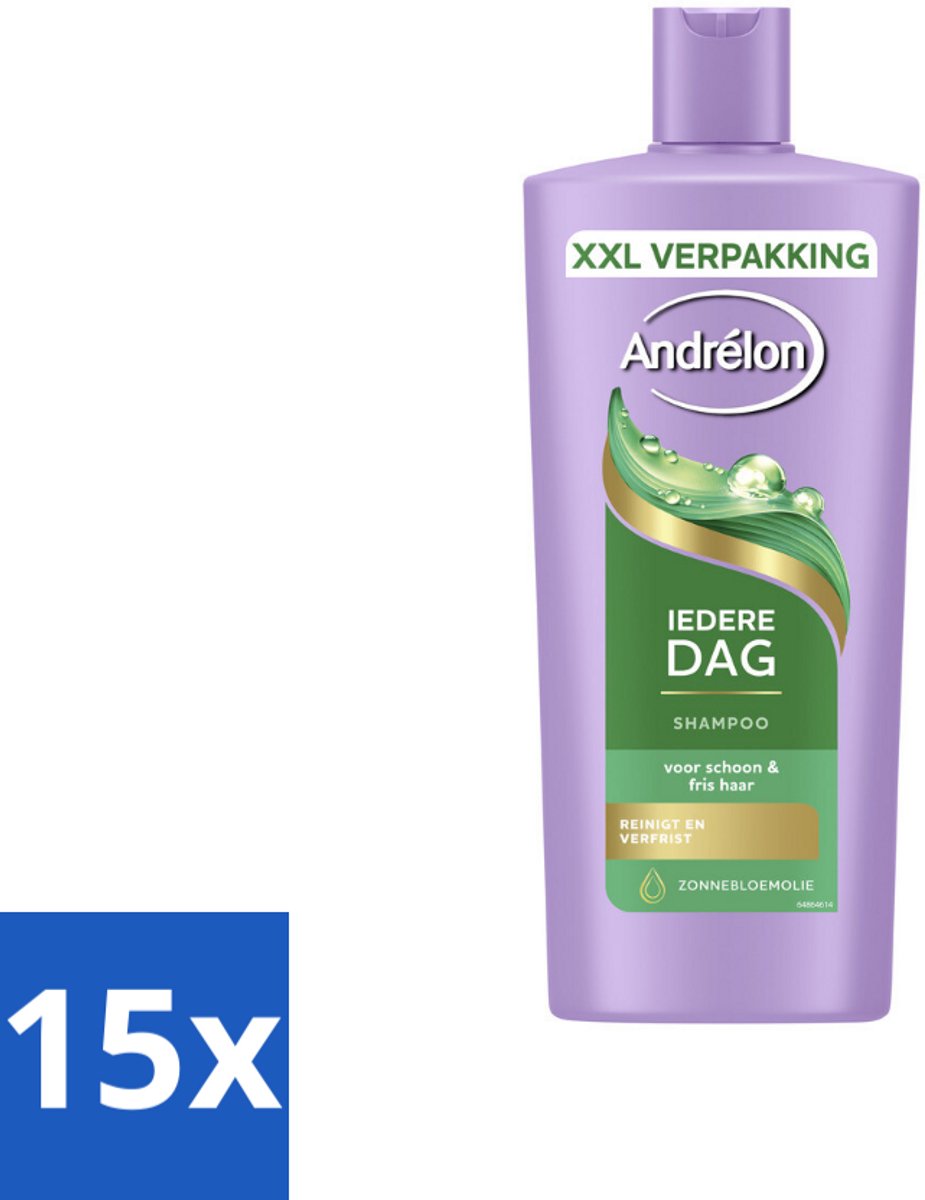 15 x Andrélon – Shampoo – Iedere Dag – 685 ml - Iedere Dag Shampoo - Zonnebloemolie Shampoo - Mild Shampoo - Haar Reinigen - Dagelijks Haarwassen