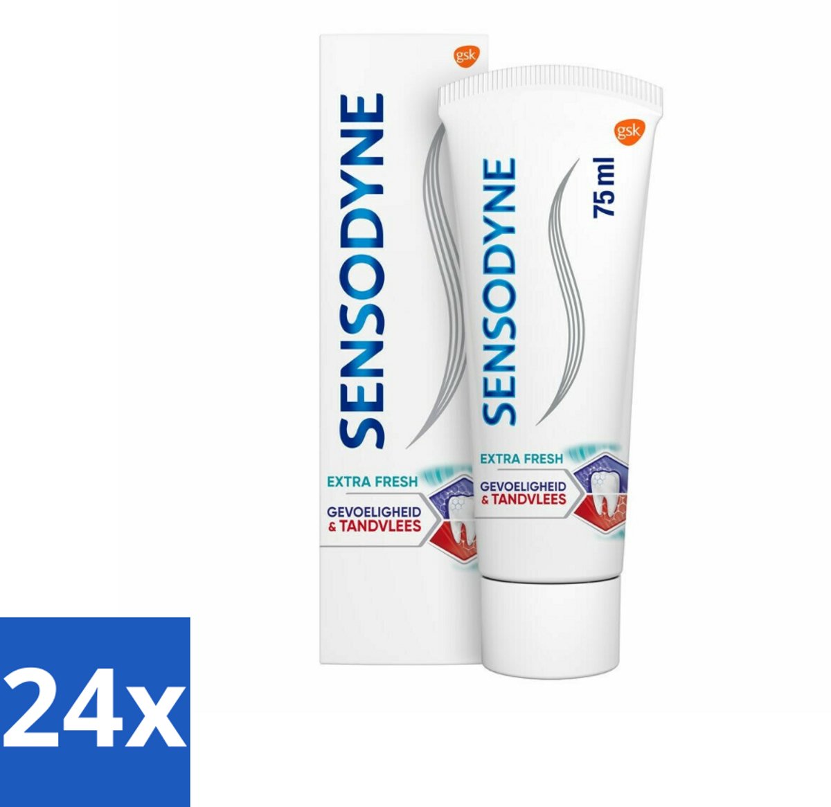 24 x Sensodyne - Tandpasta - Gevoeligheid & Tandvlees - Extra Fresh - 75 ml - Tandpasta Gevoelige Tanden - Tandvleesproblemen - Tandplak - Gevoelige Tanden - Tandvleesverzorging