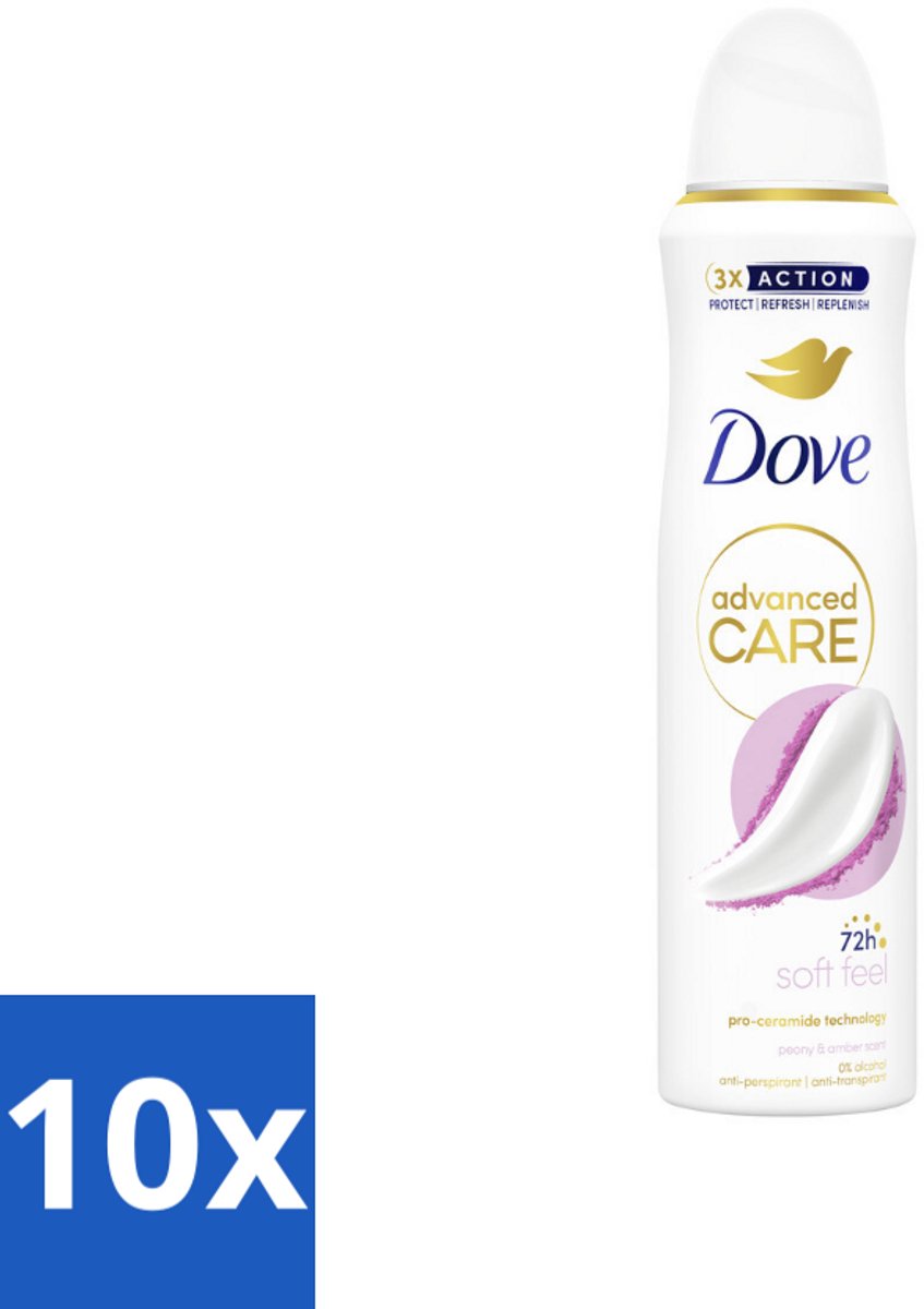 10 x Dove Deodorant Spray - Soft Feel - 150 ml - Dove Deodorant Spray Soft Feel - Anti-transpirant - Zweetbevoegd - Oksel Verzorging - Warme Geur