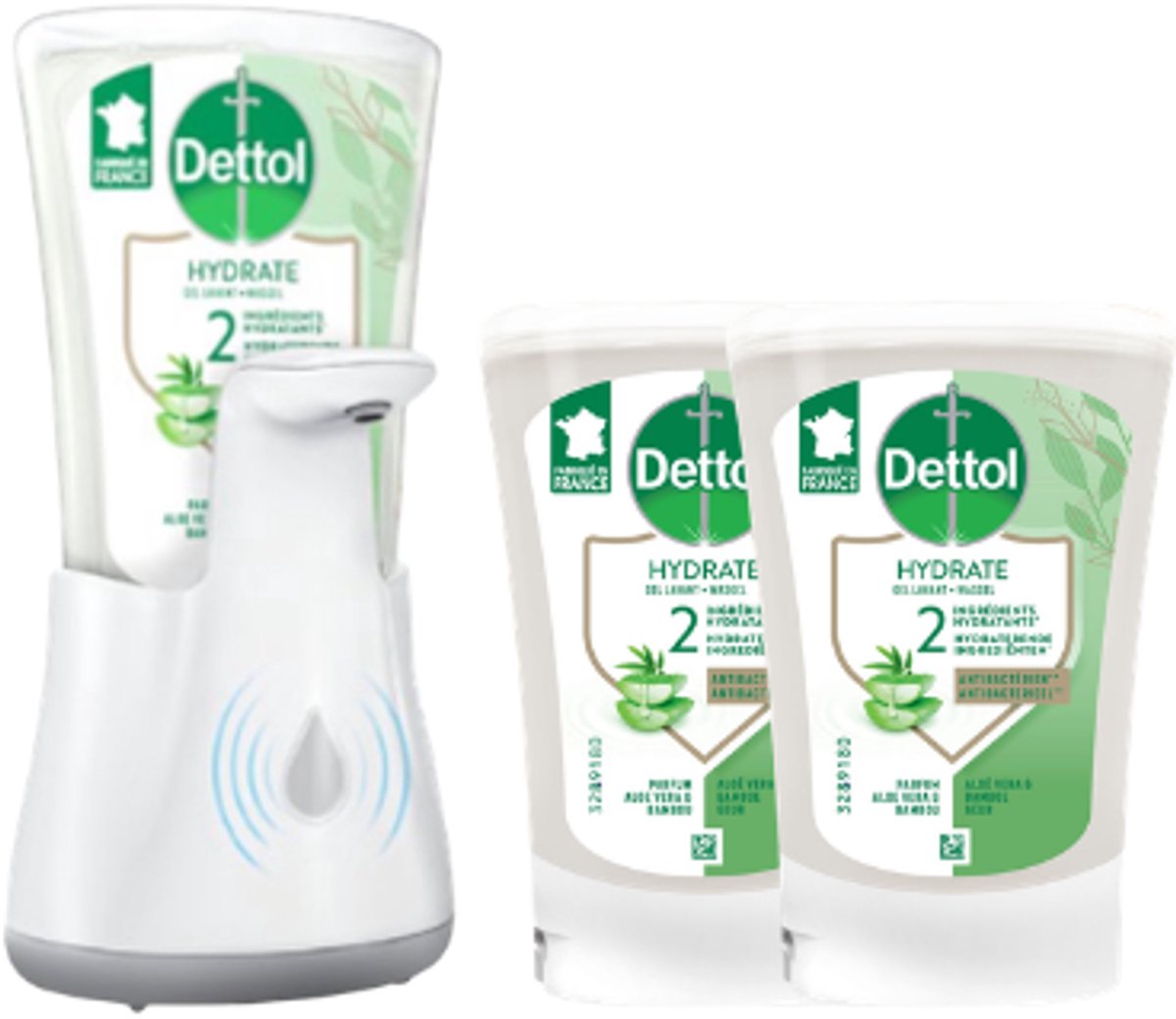 Bol.com Dettol - Automatische Zeepdispenser No Touch & 3x250ml Handzeep No Touch Navulling - Aloe Vera aanbieding