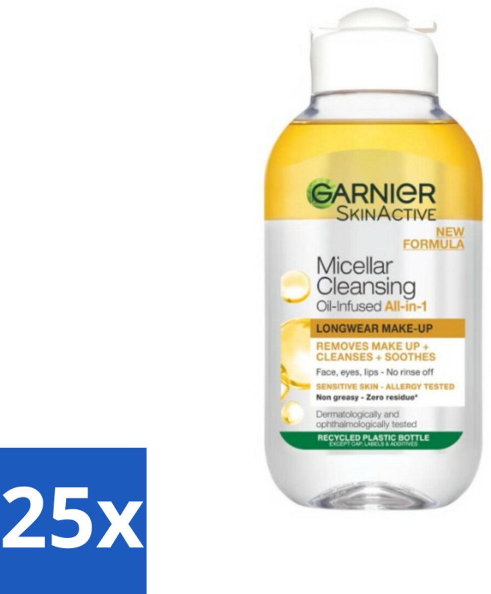 25 x Garnier - Micellair Reinigingswater - Olie - 100 ml - Micellair Reinigingswater - Make-up Remover - Olie - Gezichtsreiniging - Waterproof Make-up Verwijderen
