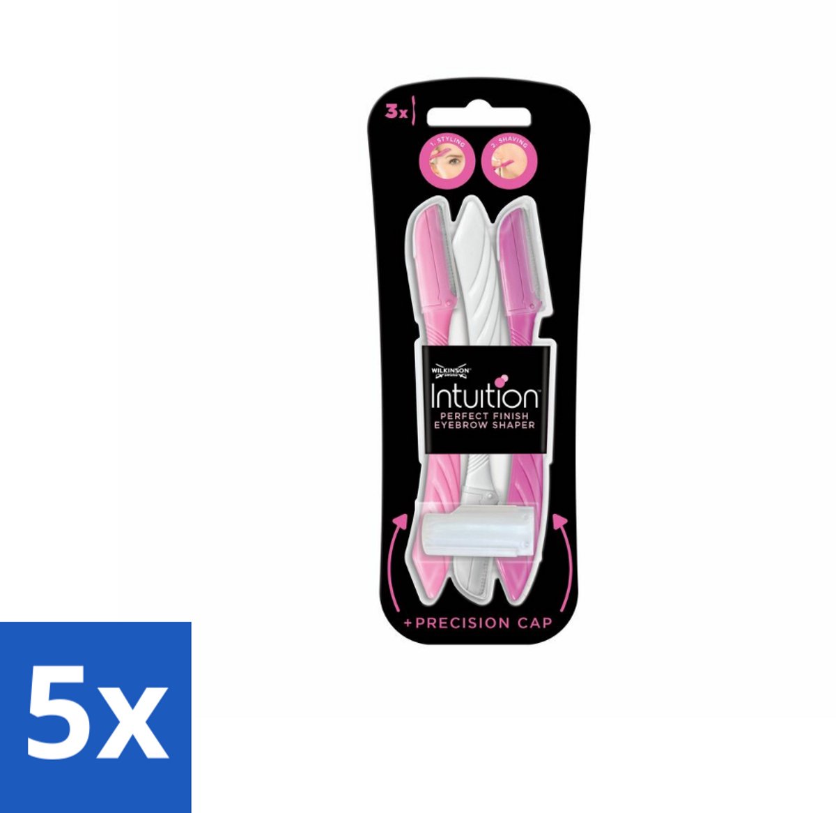 5 x Wilkinson Intuition - Navulmesjes - Wenkbrauw Shaper - Precisie - 3 mesjes - Wenkbrauw Shaper - Wenkbrauw Verwijderen - Haartjes Verwijderen - Exfoliatie - Huid Exfoliatie