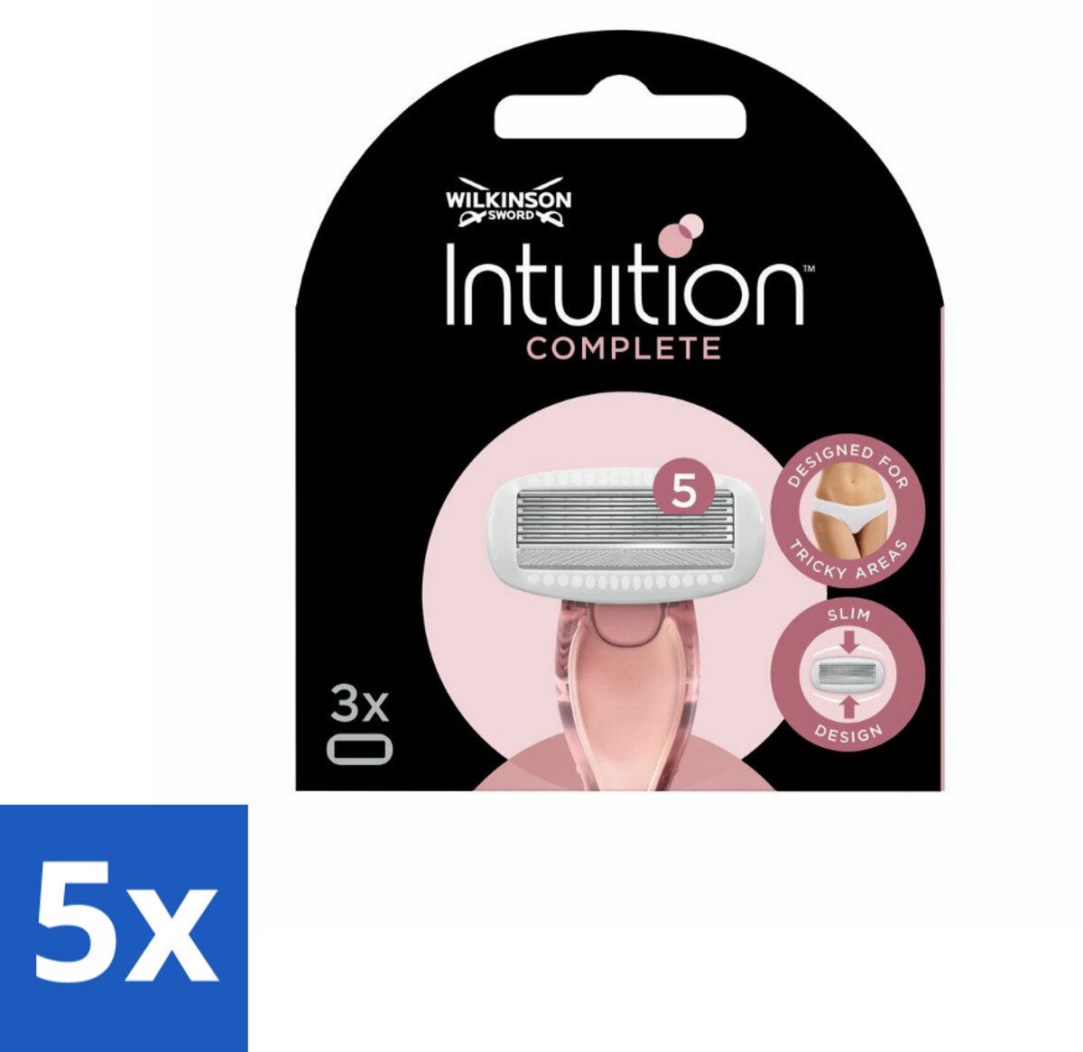 5 x Wilkinson Sword - Navulmesjes - Intuition Complete - Compatibel - 3 mesjes - Scheermesjes Vrouwen - Scheren Voor Vrouwen - Navulmesjes - Huidverzorging - Scheren Voor Gevoelige Huid