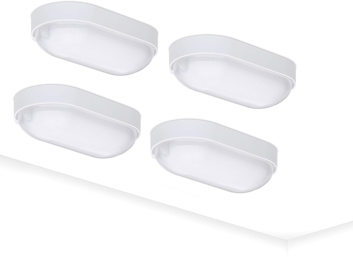 LED kelderlamp set van 4 - oval wit - 4000K 800lm neutraal wit - IP65 waterdicht, ideaal voor buiten - ShopVlot